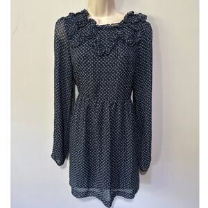 Free People Dress 8 Blue Nouveau Butterfly Ruffle Chiffon Dainty Coquette Twee